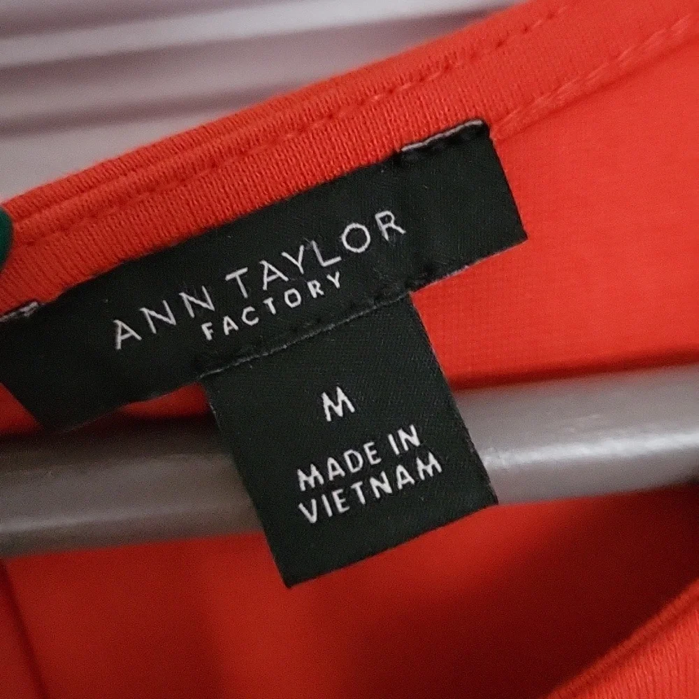 Ann Taylor Pumpkin Orange Sleeveless Ruffle Shoulder Dress - Picture 2 of 3